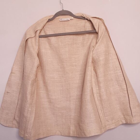 Le Elliott Lauren Womens Khaki Lightweight Blazer Size 12 Double Patch Pockets - Picture 7 of 9